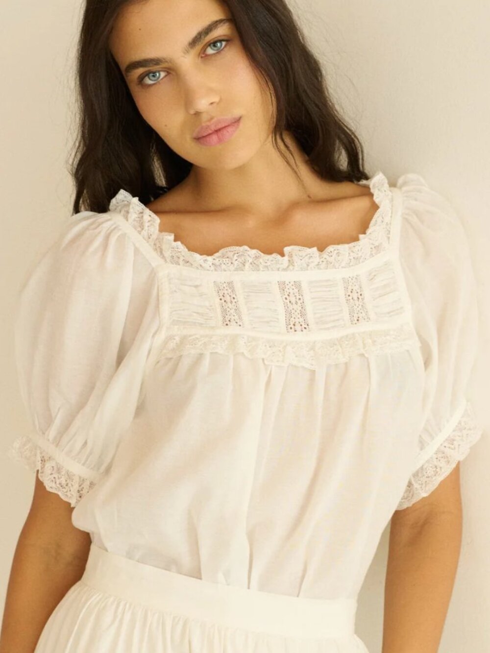 DOEN Frances top in salt lace XS